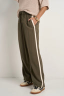 STORIES BE TOLD TOWNIE STRIPE SIDE TAPE WIDE LEG PANT - OLIVE