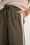 STORIES BE TOLD TOWNIE STRIPE SIDE TAPE WIDE LEG PANT - OLIVE