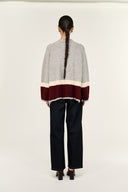 STAPLE THE LABEL ELVA RAGLAN JUMPER - GREY MARLE / WINE