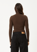 AFENDS ICONIC - LONG SLEEVE RIB TOP - COFFEE