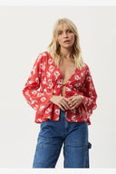 AFENDS HIBISCUS - TIE BLOUSE - HIBISCUS