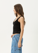 AFENDS LAYDEN RIB SINGLET - BLACK