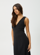 FOCUS SEERSUCKER MAXI DRESS - BLACK