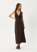 AFENDS FOCUS - SEERSUCKER MAXI DRESS - COFFEE