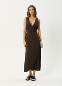 AFENDS FOCUS - SEERSUCKER MAXI DRESS - COFFEE
