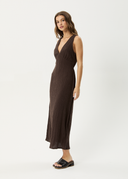 AFENDS FOCUS - SEERSUCKER MAXI DRESS - COFFEE
