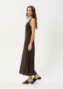 AFENDS FOCUS - SEERSUCKER MAXI DRESS - COFFEE