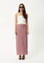 AFENDS BASE - SEERSUCKER MAXI SKIRT - BURGUNDY CHECK