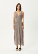 BASE SEERSUCKER MAXI DRESS - COFFEE CHECK