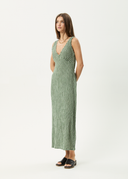 AFENDS BASE SEERSUCKER MAXI DRESS - DEEP GREEN CHECK