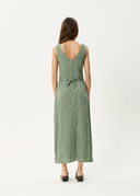 AFENDS BASE SEERSUCKER MAXI DRESS - DEEP GREEN CHECK