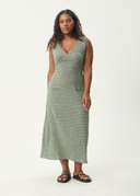 AFENDS BASE SEERSUCKER MAXI DRESS - DEEP GREEN CHECK
