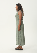 AFENDS BASE SEERSUCKER MAXI DRESS - DEEP GREEN CHECK