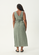AFENDS BASE SEERSUCKER MAXI DRESS - DEEP GREEN CHECK