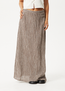 BASE SEERSUCKER MAXI SKIRT - COFFEE CHECK