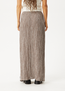 BASE SEERSUCKER MAXI SKIRT - COFFEE CHECK