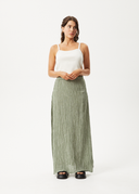 AFENDS BASE SEERSUCKER MAXI SKIRT - DEEP GREEN
