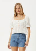 AFENDS MARLOW TIE FRONT TOP - WHITE