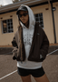 AFENDS BERLIN REVERSIBLE POLAR FLEECE JACKET - COFFEE