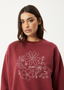 AFENDS SHAPES CREW NECK JUMPER - WASHED BURGUNDY