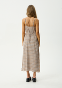 AFENDS FLIGHT RUMI SEERSUCKER DRESS - CHAI CHECK