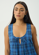 AFENDS CAMDEN SEERSUCKER MINI DRESS - MARINA CHECK