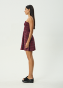 AFENDS EBONI SEERSUCKER MINI DRESS - PORT CHECK