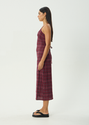 AFENDS EBONI RUMI SEERSUCKER CHECK DRESS - PORT CHECK