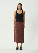 AFENDS VALLEY CUPRO MIDI SKIRT - HAZELNUT