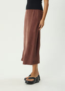 AFENDS VALLEY CUPRO MIDI SKIRT - HAZELNUT