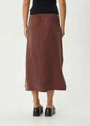 AFENDS VALLEY CUPRO MIDI SKIRT - HAZELNUT