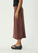 AFENDS VALLEY CUPRO MIDI SKIRT - HAZELNUT