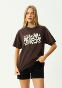 AFENDS GARDEN VARIETY OVERSIZED TEE - COFFEE
