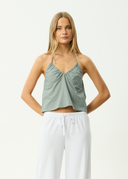 AFENDS PINNED HALTER TOP - SYCAMORE STRIPE