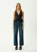 AFENDS SINCLAIR CUPRO TIE TOP - BLACK