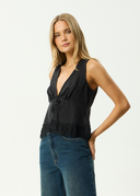 AFENDS SINCLAIR CUPRO TIE TOP - BLACK