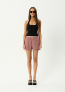 AFENDS CAPRICORN SEERSUCKER SHORT - BURGUNDY/BEIGE