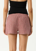 AFENDS CAPRICORN SEERSUCKER SHORT - BURGUNDY/BEIGE