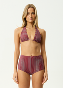 AFENDS LEDGER BIKINI TOP - BURGUNDY STRIPE