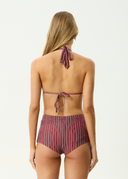 AFENDS LEDGER BIKINI TOP - BURGUNDY STRIPE