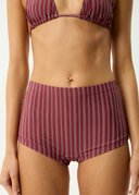 AFENDS LEDGER BIKINI BOTTOM - BURGUNDY STRIPE
