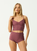 AFENDS LEDGER TANKINI - BURGUNDY STRIPE