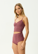 AFENDS LEDGER TANKINI - BURGUNDY STRIPE