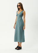 AFENDS VOYAGER MAXI DRESS - DEEP OLIVE CHECK