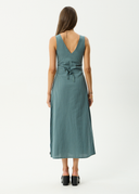 AFENDS VOYAGER MAXI DRESS - DEEP OLIVE CHECK