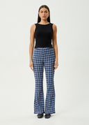 AFENDS MOUNTAINS SEERSUCKER FLARE PANT - NAVY RED CHECK