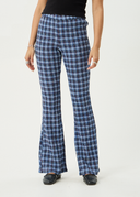 AFENDS MOUNTAINS SEERSUCKER FLARE PANT - NAVY RED CHECK