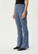 AFENDS MOUNTAINS SEERSUCKER FLARE PANT - NAVY RED CHECK