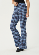 AFENDS MOUNTAINS SEERSUCKER FLARE PANT - NAVY RED CHECK