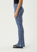 AFENDS MOUNTAINS SEERSUCKER FLARE PANT - NAVY RED CHECK